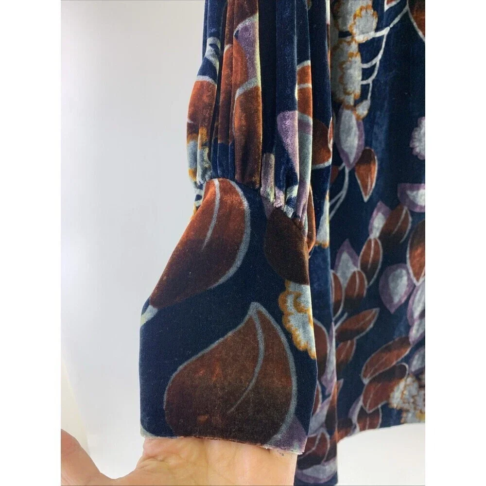 Ann Taylor Long Sleeve Velvet Shift Dress Boat Neck Floral Puff Sleeves 8 Tall - Picture 2 of 12